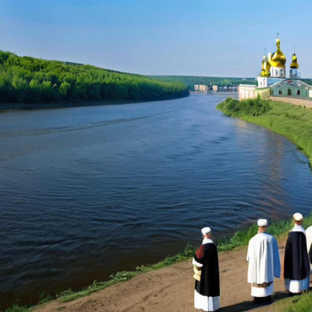 우크라이나 독립 역사 - **Prompt 1: The Baptism of Kyivan Rus'**
    "An epic historical painting depicting the Baptism of K...